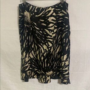 The Limited Silk Black and Cream Silk Mini Skirt Size 14 Y2K 90’s Ruffle Floral